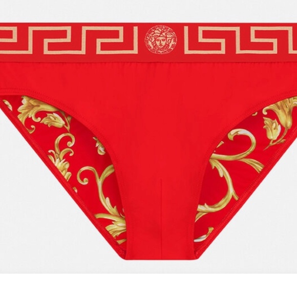Versace Greca Border Medusa Barocco Red Swim Briefs Bathing Suit Speedo - Picture 5 of 14